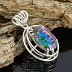 Mystic Quartz Chunky Turkish 92.5 Silver Solitaire Lili Rope-Wire multicolor Pendant Jewellery