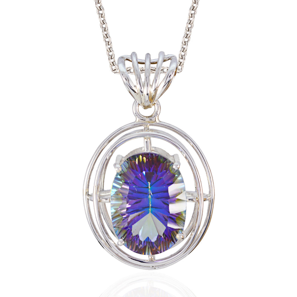 Mystic Quartz Chunky Turkish 92.5 Silver Solitaire multicolor Pendant