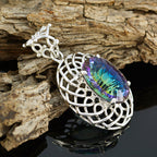 Mystic Quartz Chunky American Silver Solitaire Lily Rope-Wire multicolor Pendant Jewelry