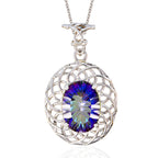 Mystic Quartz Chunky American Silver Solitaire multicolor Pendant