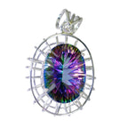 Mystic Quartz Statement Russian Silver Solitaire Gabriela Rope-Wire multicolor Pendant Jewelry