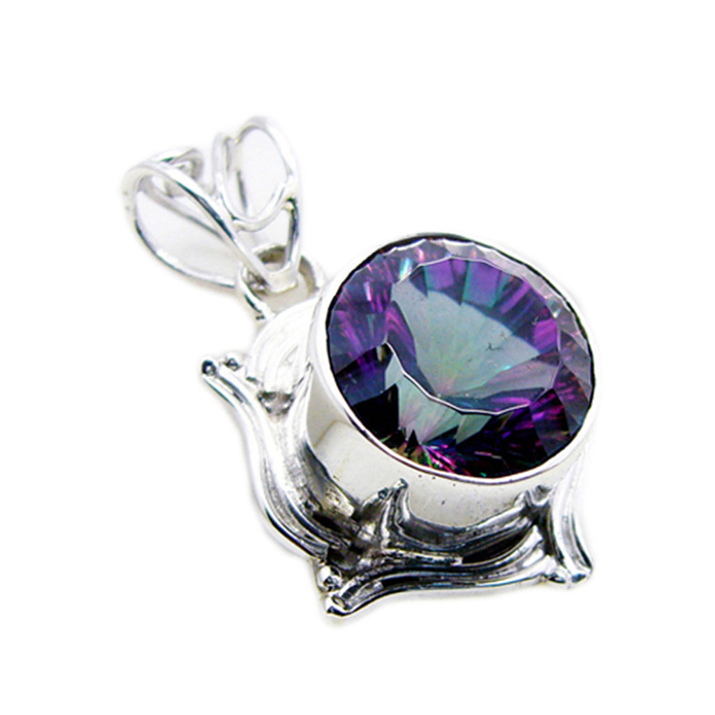 Mystic Quartz Statement Egyptian 925 Silver Solitaire Emily Rope-Wire multicolor Pendant Jewelry