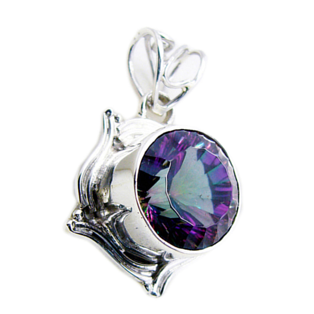 Mystic Quartz Statement Egyptian 925 Silver Solitaire Emily Rope-Wire multicolor Pendant Jewelry