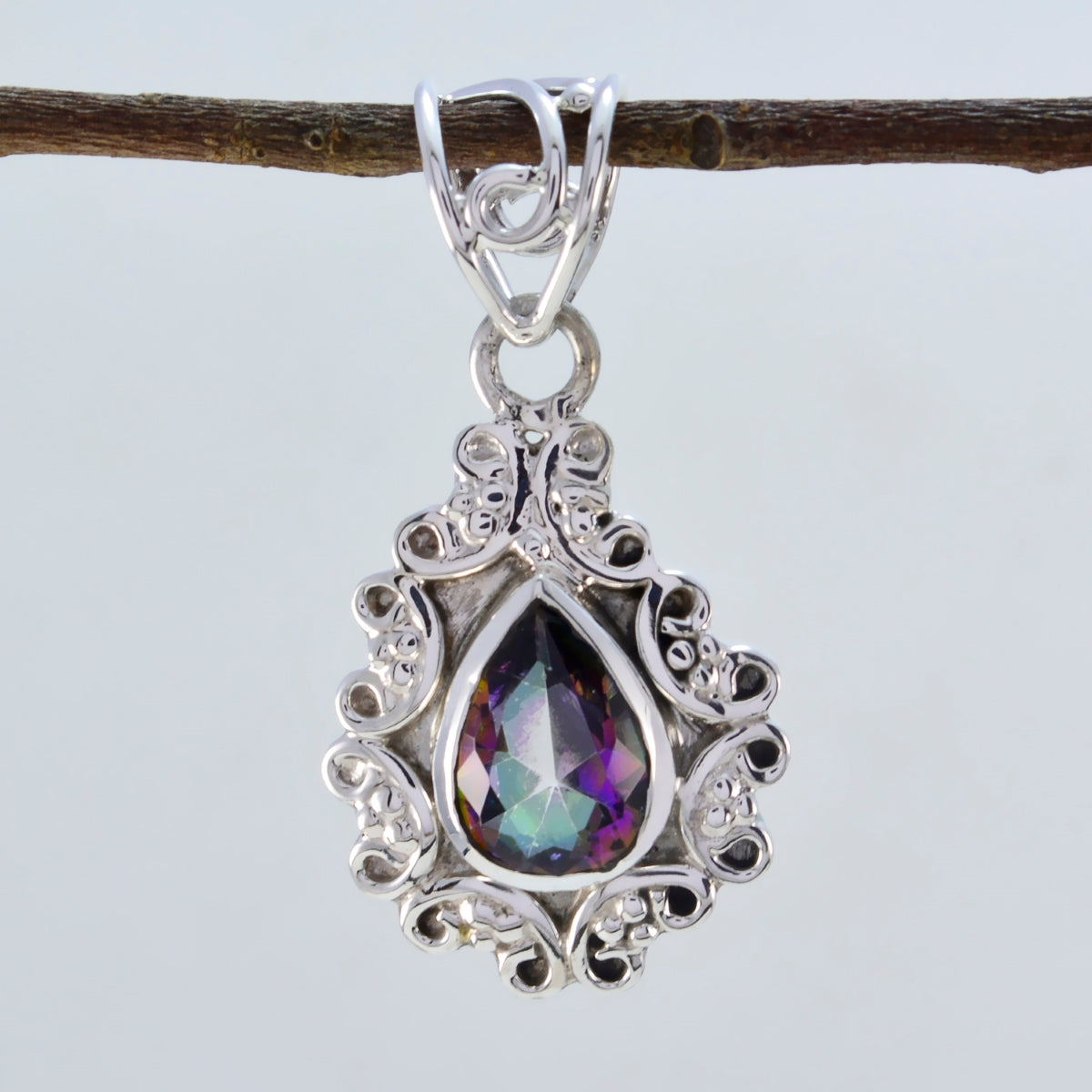 Mystic Quartz Whisper-thin Mexican Silver Solitaire multicolor Pendant Huvudsaklig produktbild