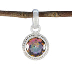 Mystic Quartz Whisper-thin Russian 92.5 Silver Solitaire multicolor Pendant