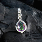 Mystic Quartz Elegant Korean Silver Solitaire Ling Eternity multicolor Pendant Jewelry