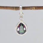 Mystic Quartz Elegant Korean Silver Solitaire Ling Eternity multicolor Pendant Jewelry