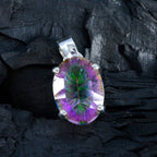 Mystic Quartz Featherlight German Sterling Silver Solitaire Alice Armor multicolor Pendant Jewellery