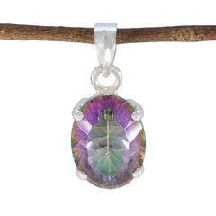 Mystic Quartz Featherlight German Sterling Silver Solitaire multicolor Pendant