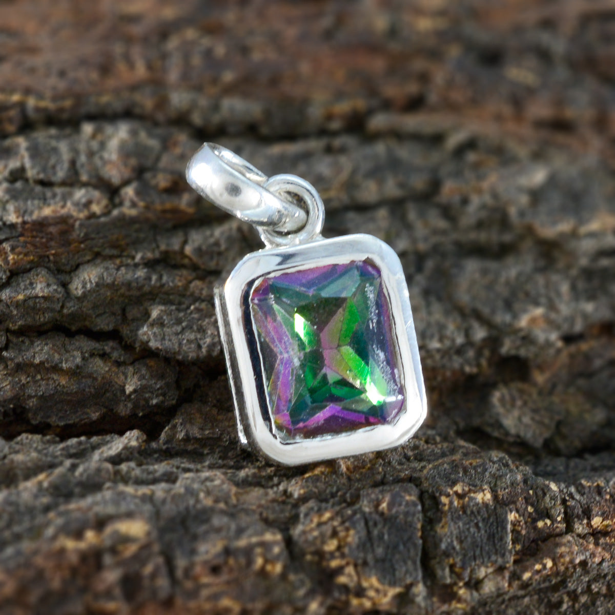 Mystic Quartz Dainty German Sterling Silver Solitaire Luisa propsel multicolor Pendant Jewellery