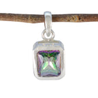 Mystic Quartz Dainty German Sterling Silver Solitaire multicolor Pendant