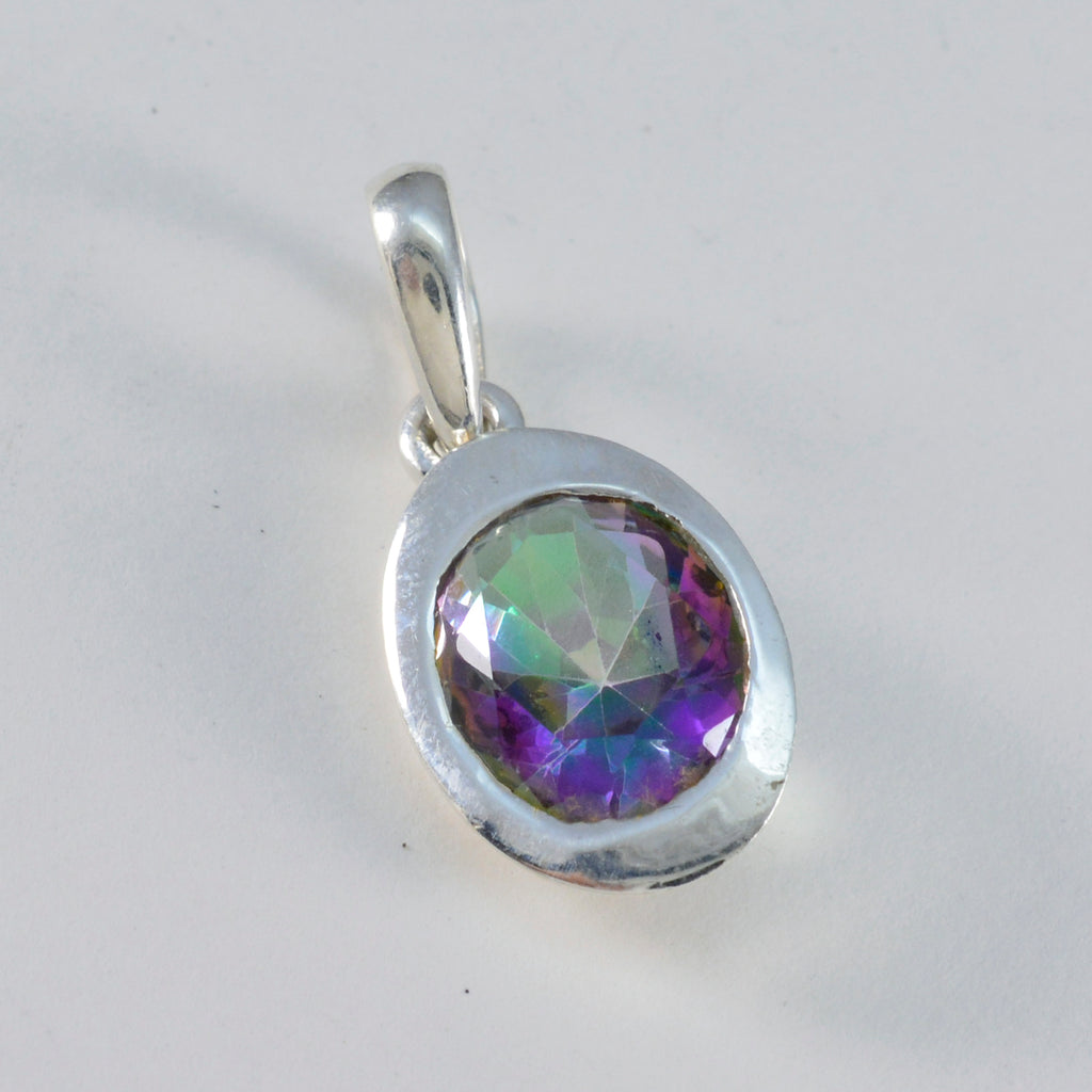 Mystic Quartz Tiny French Silver Solitaire Claire Romantic multicolor Pendant Jewelry