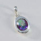 Mystic Quartz Tiny French Silver Solitaire Claire Romantic multicolor Pendant Jewelry