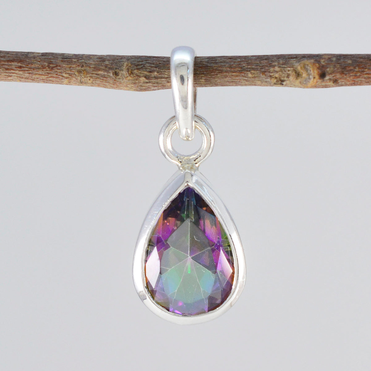 Mystic Quartz Elegant Japanskt Sterlingsilver Solitaire Wen Samtida Flerfärgat Hängsmycke Sekundär produktbild