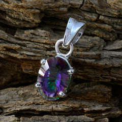 ミスティッククォーツ 繊細なスペイン産92.5%シルバー ソリティア ナタリア 優美なマルチカラーペンダントジュエリー