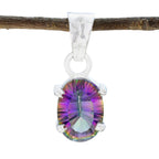 Mystic Quartz Dainty Spanish 92.5 Silver Solitaire multicolor Pendant