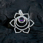 Mystic Quartz Dainty German Sterling Silver Solitaire Isabel Rope-Wire multicolor Pendant Jewellery