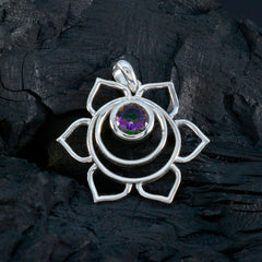 Mystic Quartz Dainty German Sterling Silver Solitaire Isabel Rope-Wire multicolor Pendant Jewellery