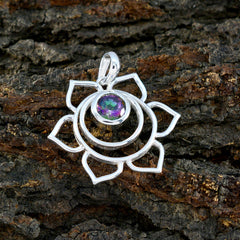 Mystic Quartz Dainty German Sterling Silver Solitaire Isabel Rope-Wire multicolor Pendant Jewellery