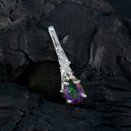 Mystic Quartz Delicate Spanish 925 Silver Solitaire Bianca Sophisticated multicolor Pendant Jewelry