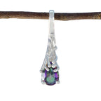 Mystic Quartz Delicate Spanish 925 Silver Solitaire multicolor Pendant