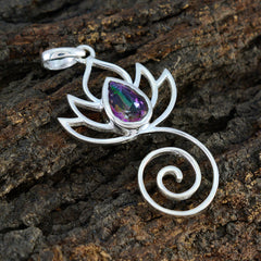 Mystic Quartz Dainty German Silver Solitaire Elena Rope-Wire multicolor Pendant Jewelry