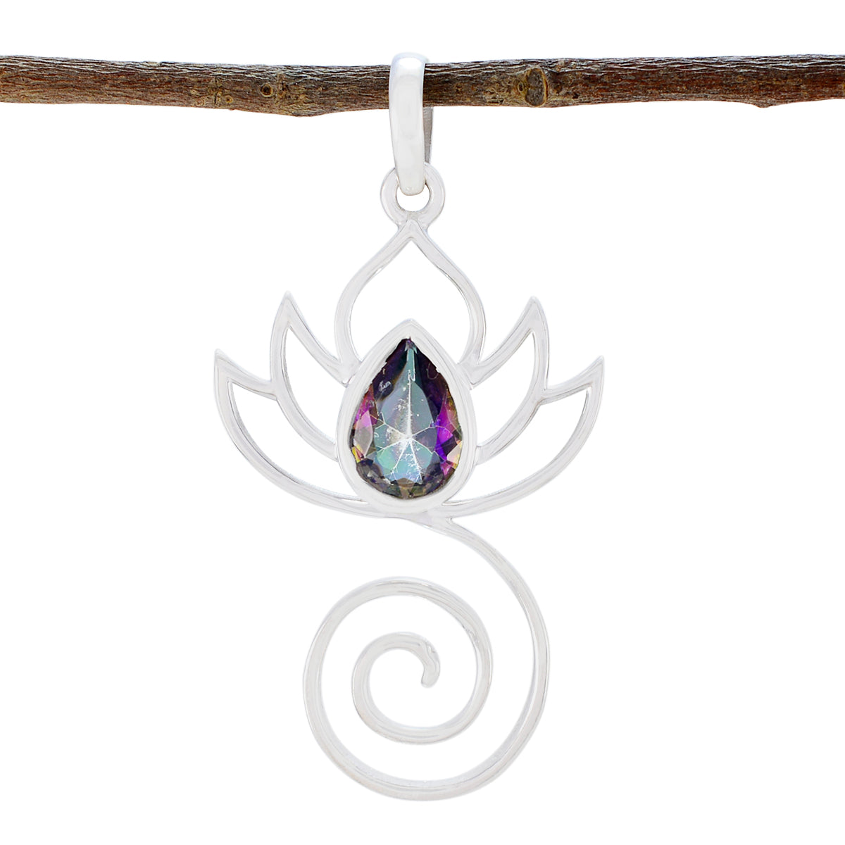 Mystic Quartz Dainty German Silver Solitaire multicolor Pendant Huvudsaklig produktbild
