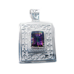 Mystic Quartz Edgy French Silver Solitaire multicolor Pendant