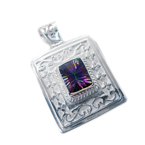 Mystic Quartz Edgy French Silver Solitaire Laura Retro multicolor Pendant Jewelry