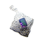 Mystic Quartz Statement German 925 Silver Solitaire Yasmin antique multicolor Pendant Jewelry