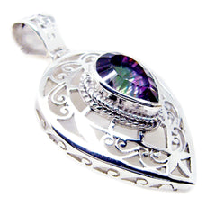 Mystic Quartz Chunky Spanish Silver Solitaire multicolor Pendant