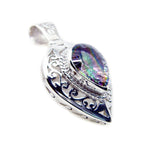 Mystic Quartz Statement German 925 Silver Solitaire multicolor Pendant