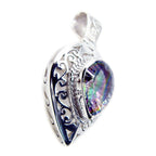 Mystic Quartz Statement German 925 Silver Solitaire Cecilia Retro multicolor Pendant Jewelry