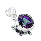 Mystic Quartz Statement Moroccan Sterling Silver Solitaire Emilia Rope-Wire multicolor Pendant Jewellery