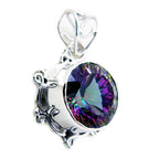 Mystic Quartz Statement Moroccan Sterling Silver Solitaire Emilia Rope-Wire multicolor Pendant Jewellery