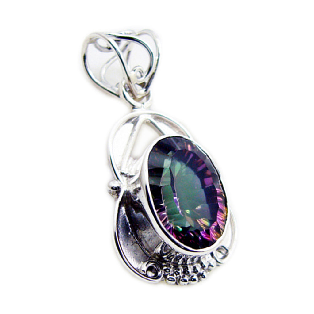 Mystic Quartz Statement Moroccan 925 Silver Solitaire multicolor Pendant