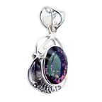 Mystic Quartz Statement Moroccan 925 Silver Solitaire Constanza Rope-Wire multicolor Pendant Jewelry