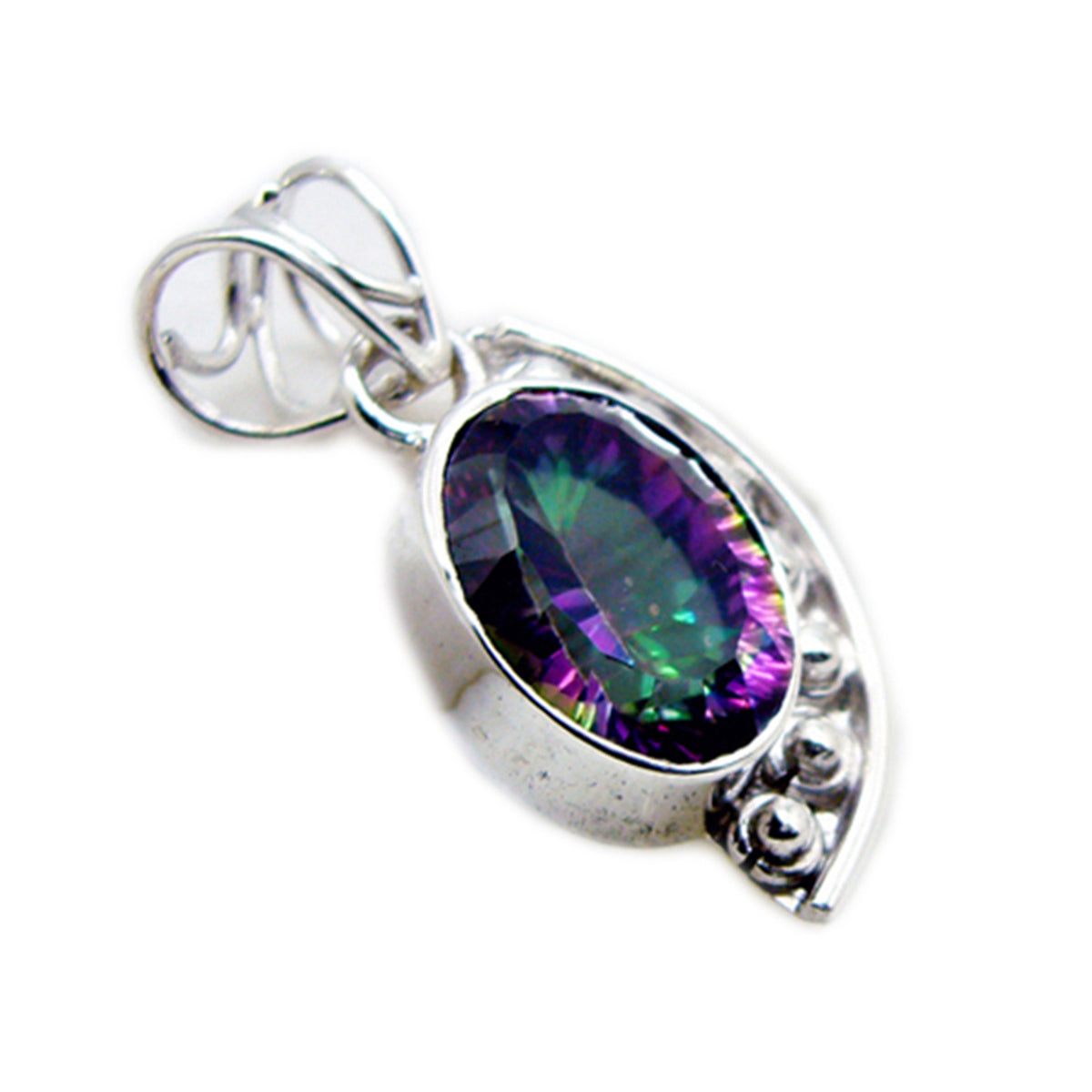 Mystic Quartz Statement Turkish Silver Solitaire Dayana Rope-Wire multicolor Pendant Jewelry