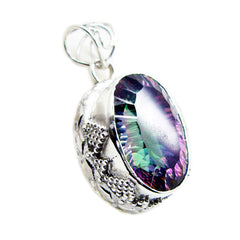 Mystic Quartz Statement Mexican 925 Silver Solitaire multicolor Pendant