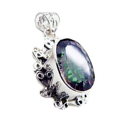 Mystic Quartz Statement Latin American 92.5 Silver Solitaire multicolor Pendant