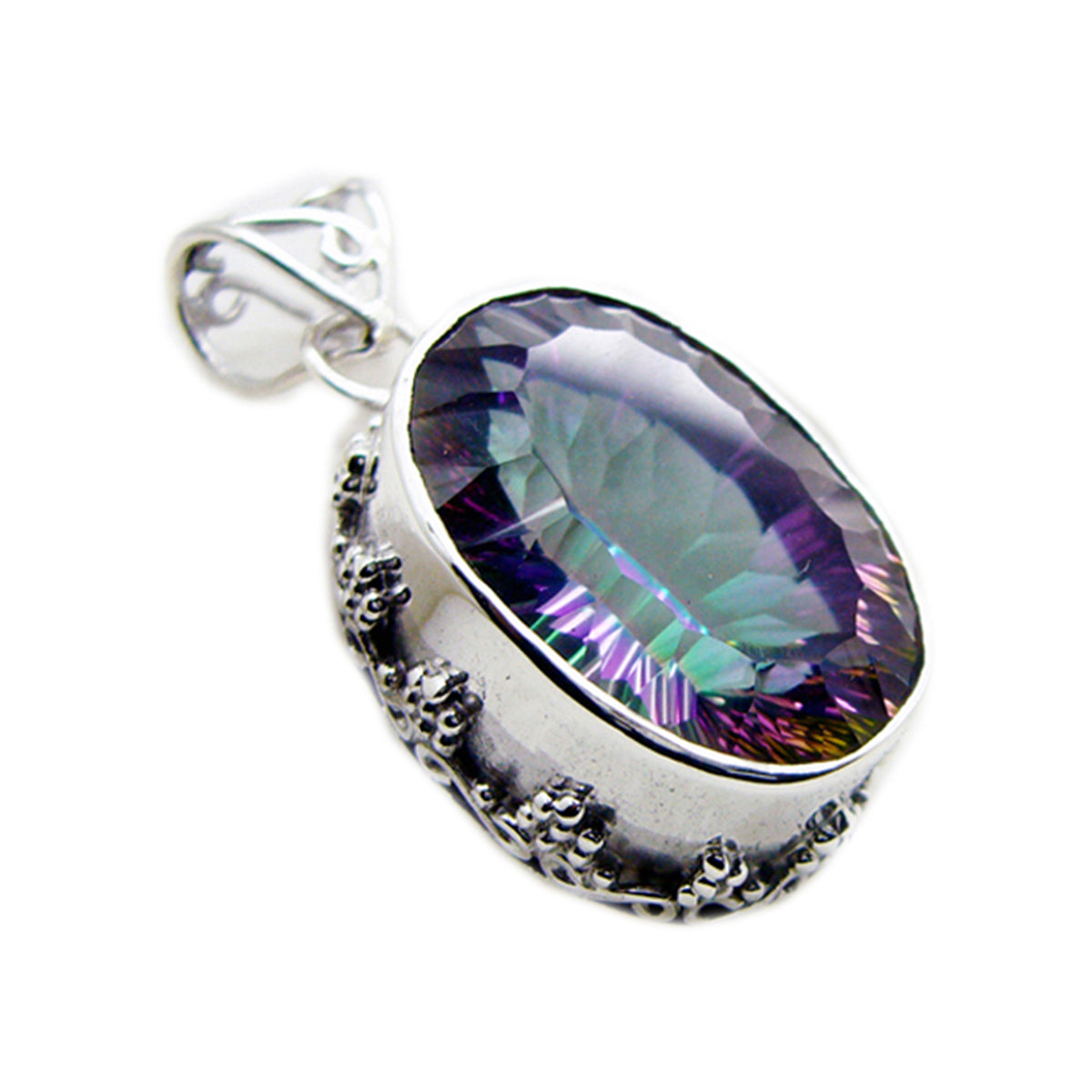Mystic Quartz Statement American Silver Solitaire Joaquina Rope-Wire multicolor Pendant Jewelry