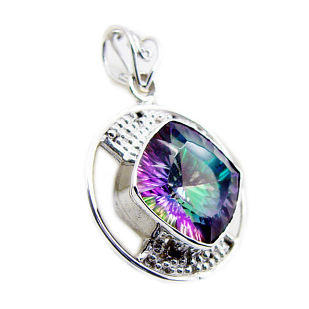 Mystic Quartz Statement American 925 Silver Solitaire multicolor Pendant