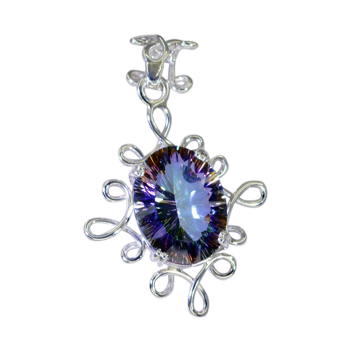 Mystic Quartz Statement Russian 92.5 Silver Solitaire multicolor Pendant Image principale du produit