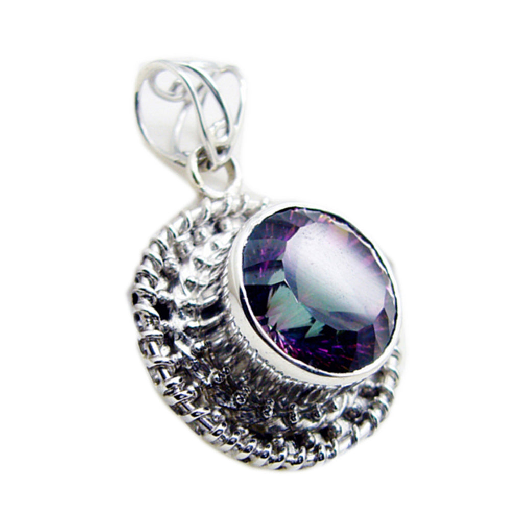 Mystic Quartz Statement Turkish 92.5 Silver Solitaire multicolor Pendant