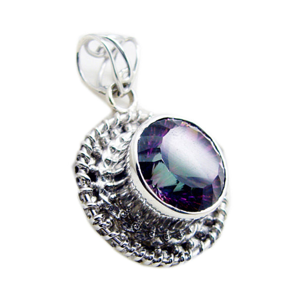 Mystic Quartz Statement Turkish 92.5 Silver Solitaire multicolor Pendant