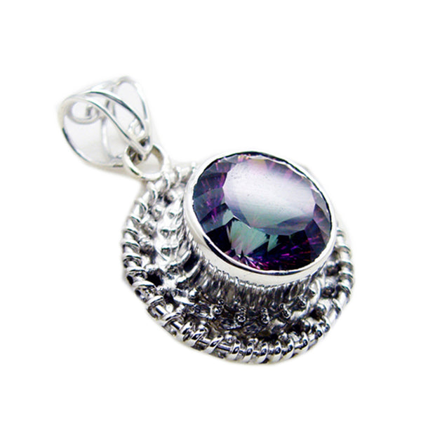 Mystic Quartz Statement Turkish 92.5 Silver Solitaire Emma Rope-Wire multicolor Pendant Jewellery