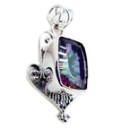 Mystic Quartz Statement Latin American 92.5 Silver Solitaire Kennedy Rope-Wire multicolor Pendant Jewellery