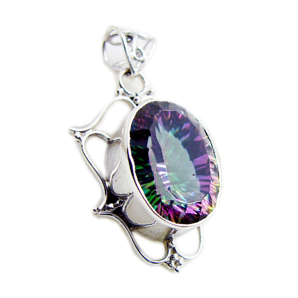Mystic Quartz Statement Turkish 925 Silver Solitaire multicolor Pendant