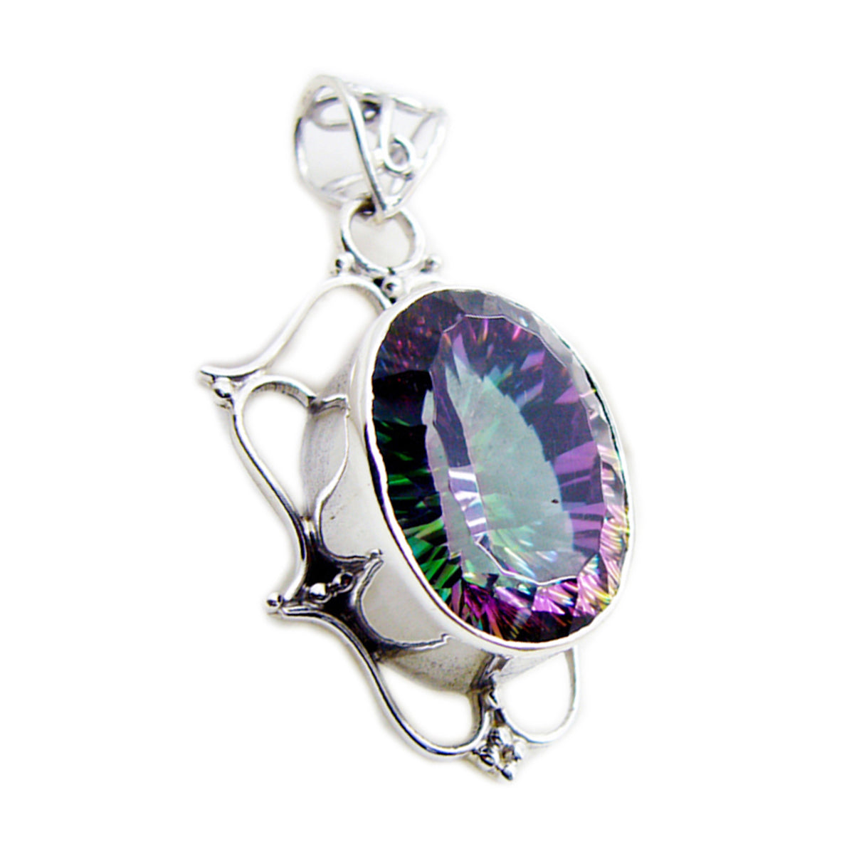 Mystic Quartz Statement Turkish 925 Silver Solitaire multicolor Pendant