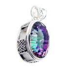 Mystic Quartz Statement Russian 925 Silver Solitaire Micaela Rope-Wire multicolor Pendant Jewelry